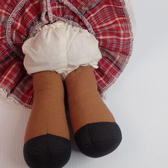 African American Ethnic Black PANSY SUNSHINE  Cloth Doll Red Plaid Dress RARE - Picture 6 of 7